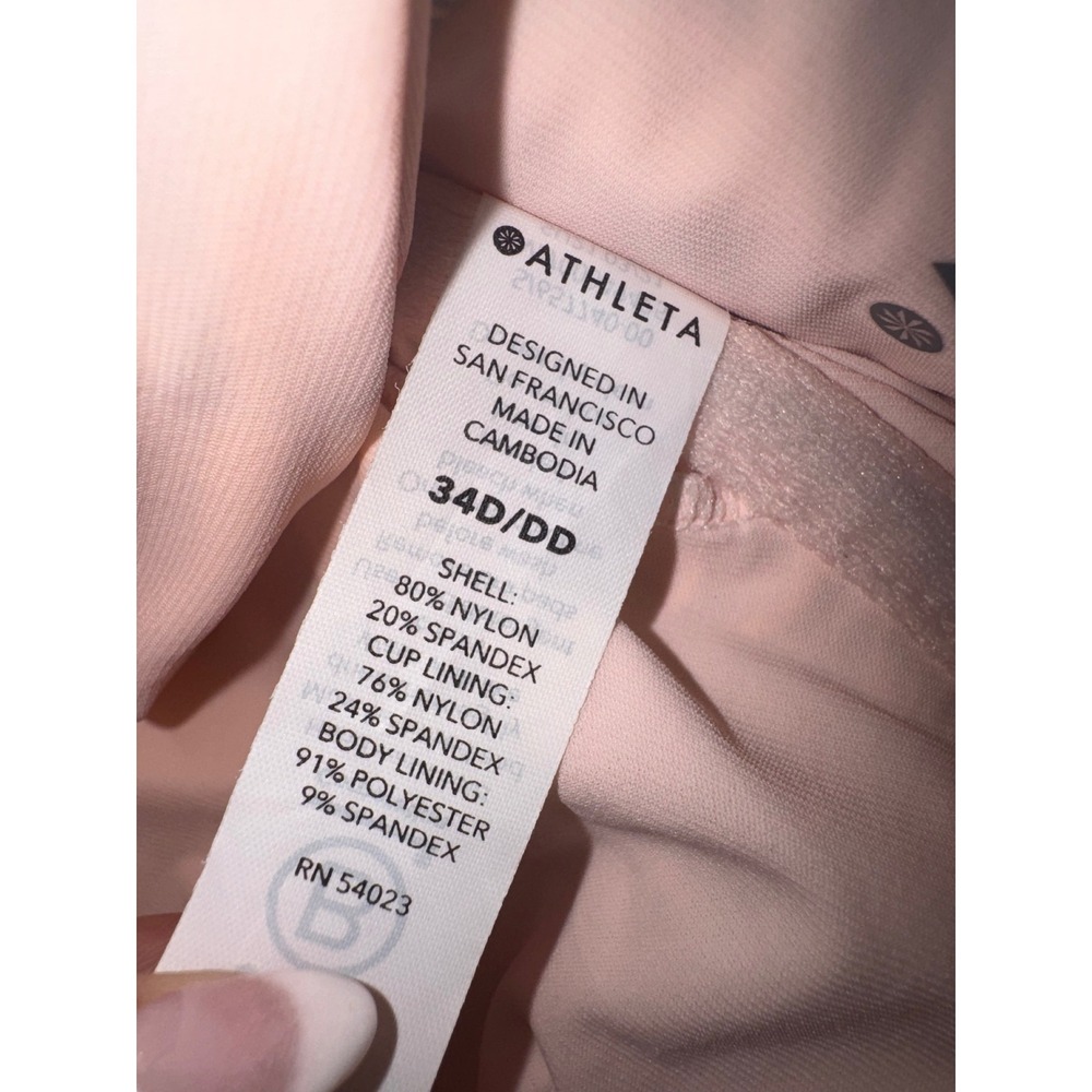 Athleta Tankini Top Womens Pink Floral Leopard Tropical Ruched 34D/DD - Picture 4 of 5